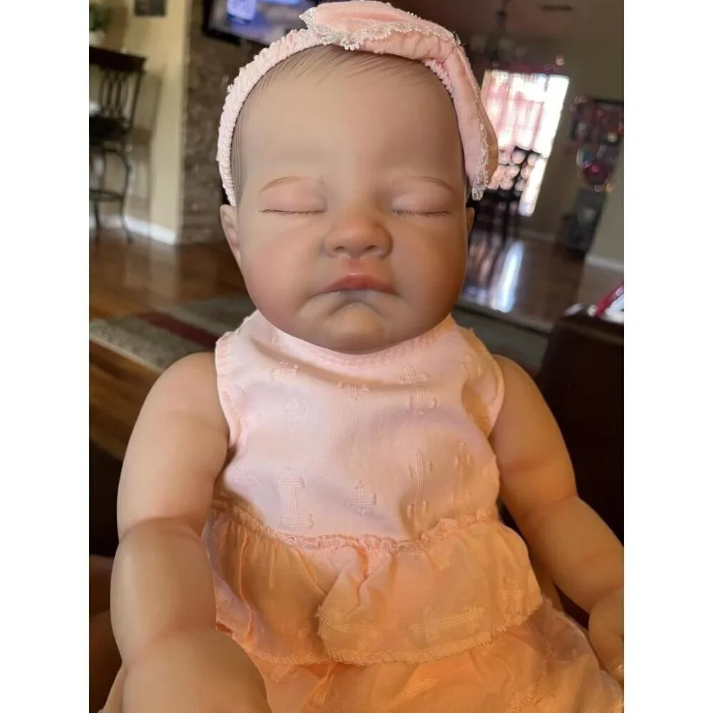🆕20inch Soft Cloth Body Newborn Baby Doll Poseable Limbs Sleeping Doll Ava Girl